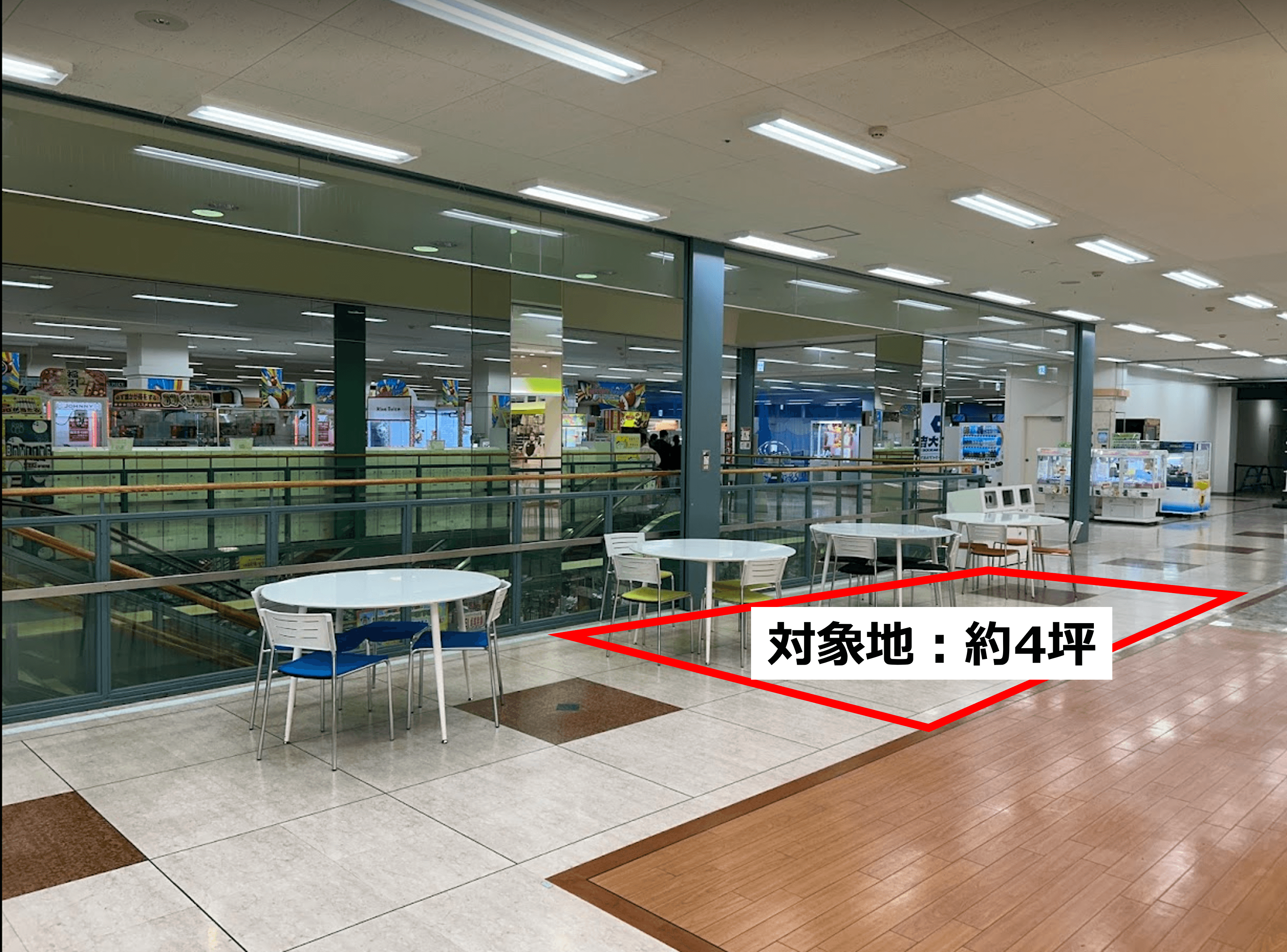 物販に利用可能な「Ⓓ2Fエスカレータ横催事スペース」※買取催事不可