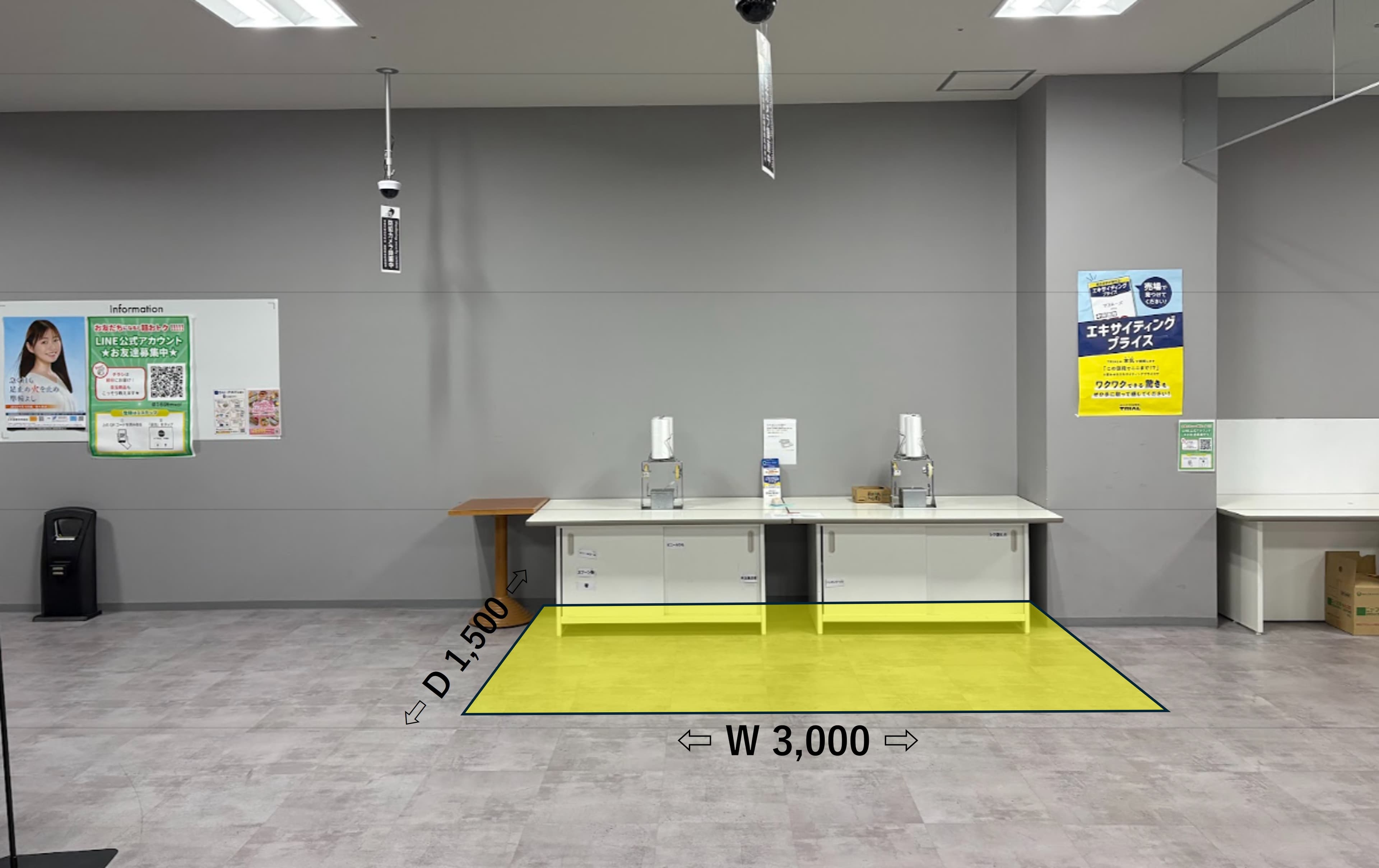 食物販やPR活動に最適な店内「①1Fレジアウト【左側】スペース」1