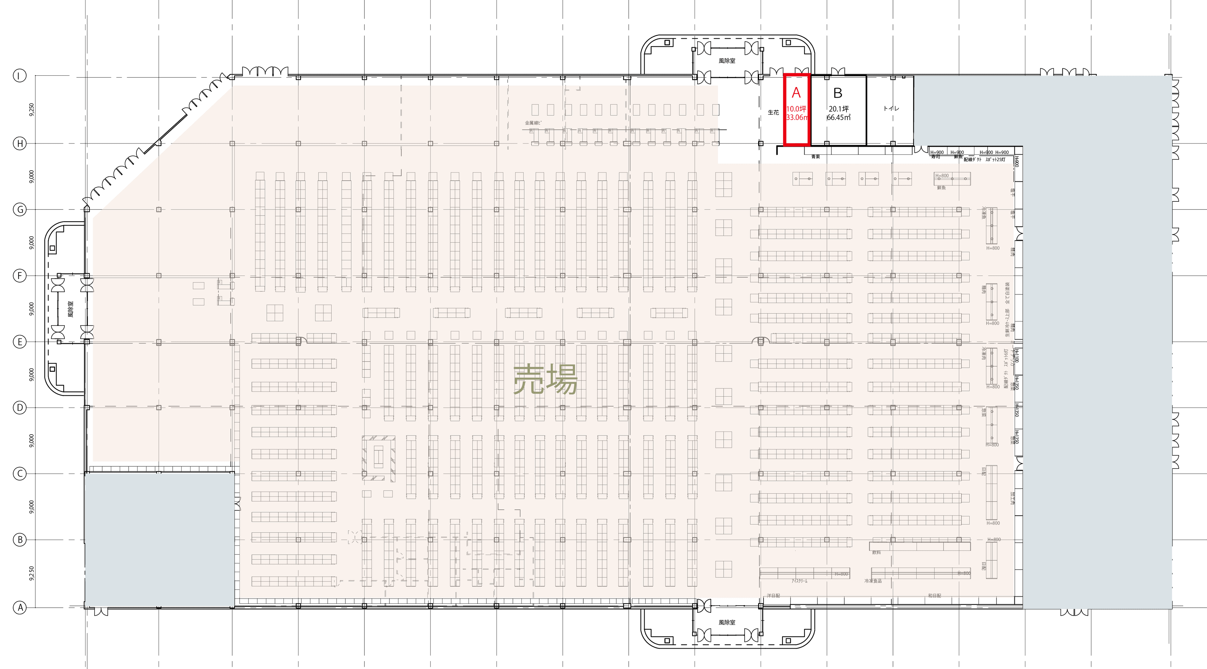 インテナント区画10坪 業種は応相談の図面・フロアマップ