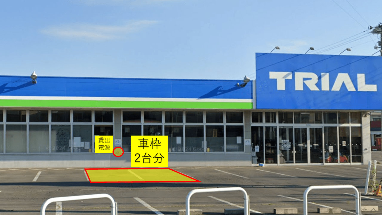 出店スペース:看板側(車枠2台分