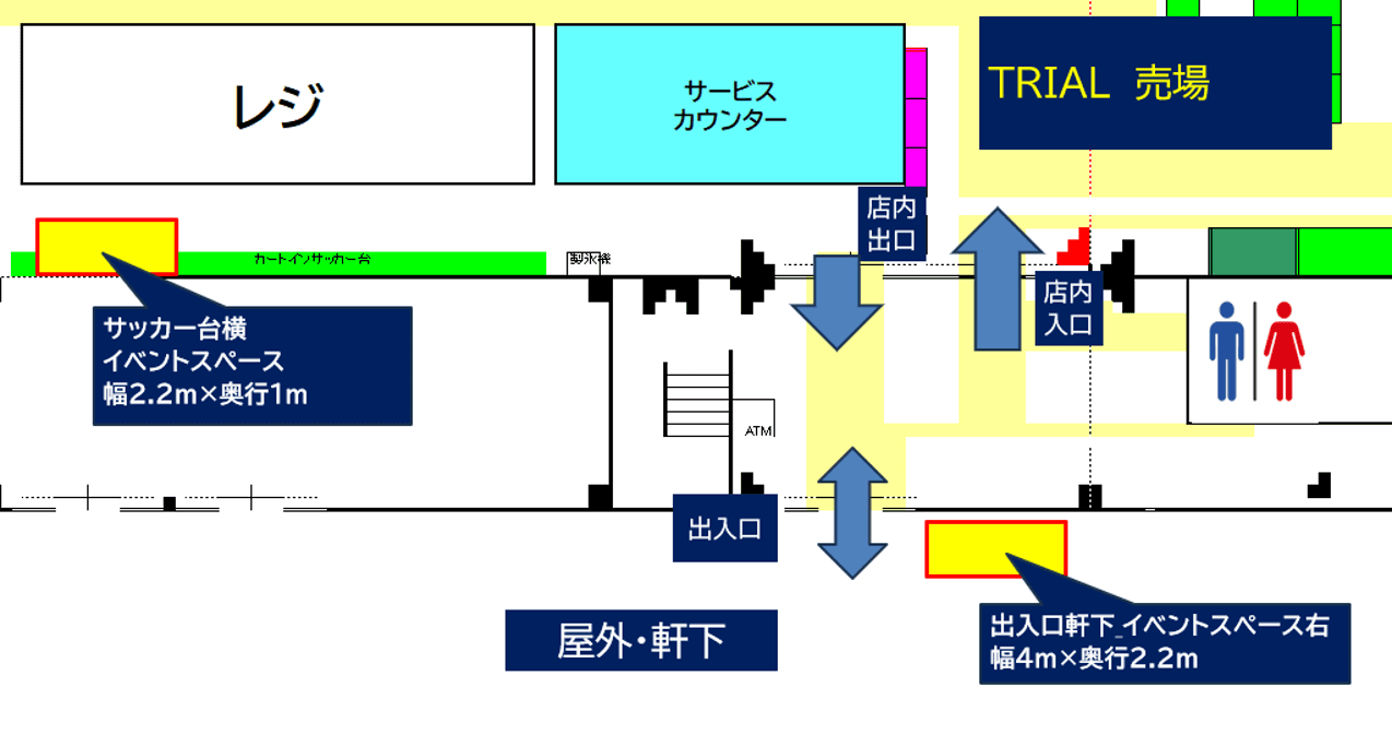 出店スペース:店舗入口 軒下イベントスペース
