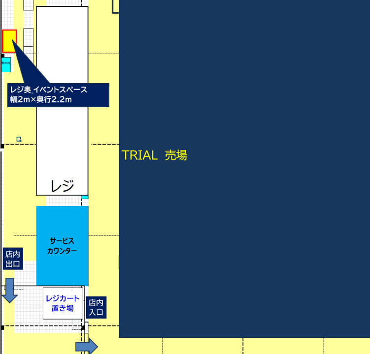 出店スペース:レジ奥スペース